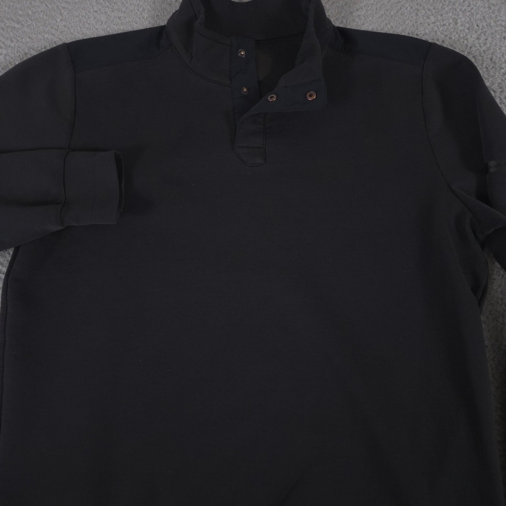 Under Armour Sweatshirt Mens XL Black‎ Snap Mock Neck Reinforced Elbow Patches